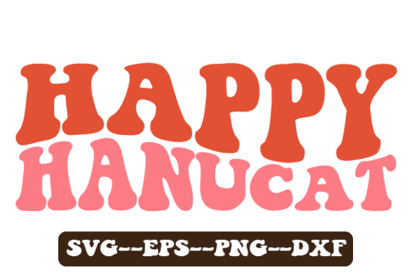Happy Hanucat Hanukkah Retro Wavy Svg